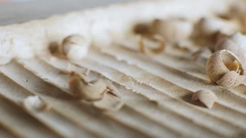 Macro. artisan makes a tea tray. woodcarver art. vagatabon. craftsman process Stock Footage 144244190