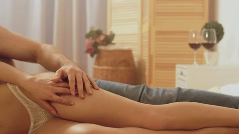 Macro of attractive couple making love in bedroom. Sexy couple having foreplay Video stock 120162731