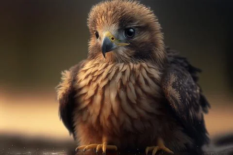 Macro baby eagle standing alone Stock Illustration