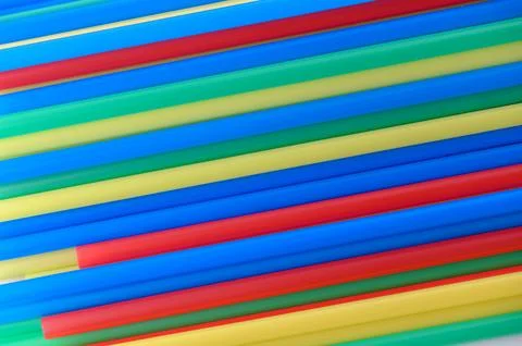 Macro Background Pattern of Colorful Plastic Drinking Straws Stock Photos