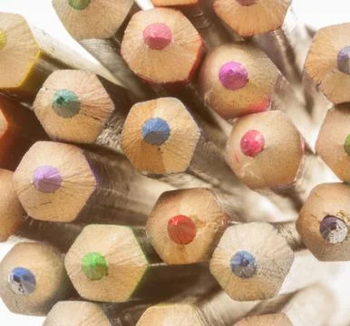 Macro background of the pencil as an element for design. colored pencils clos Stock Photos