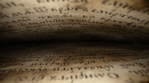 Macro background of saved medieval book with ancient writings.Archival artifacts Stock Footage 243655924