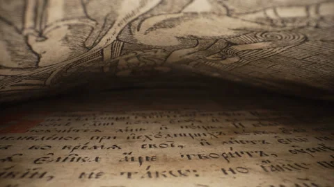 Macro Background Of Saved Medieval Book With Ancient Writings.archival Artifacts Stock Footage 288724715