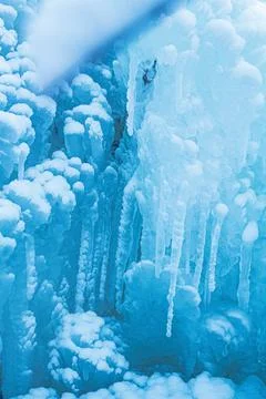 Macro background of snow and icicles. Close-up winter landscape Stock Photos