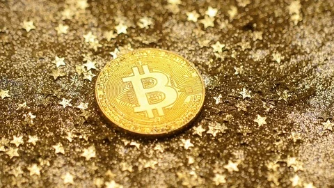 Macro Bitcoin Model Created As Reward for Mining Process Stock Footage 83494107