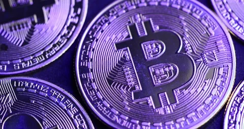 Macro of Bitcoins. Side reflections in 4K Video Stock-Footage 166799284