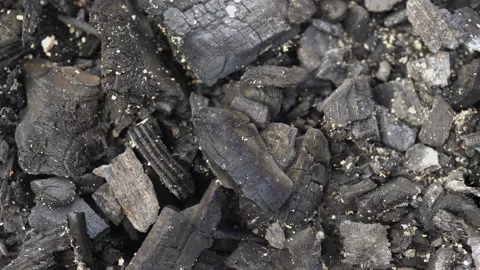 Macro Black Charcoal After Campfire Slider Shot Stock Footage 161970210