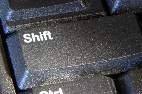 Macro of Black Computer Keyboard Shift Key Stock Photos
