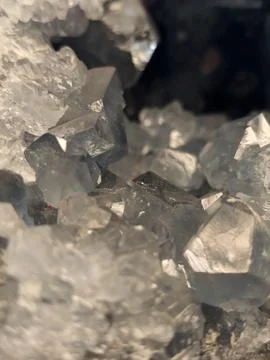 Macro of Blue Celestine Crystal Clusters with Natural Light Фото