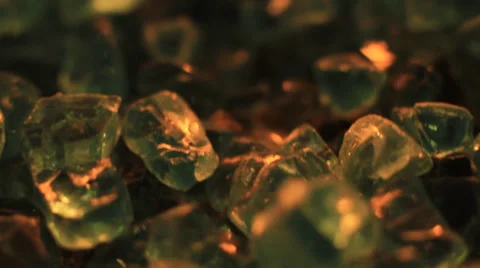 Macro blue rocks shimmer under fire - 2 clips Stock Footage 37617372