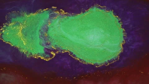 Macro bokeh of glittering particles shimmering in abstract fluid motion Stock Footage 331661611