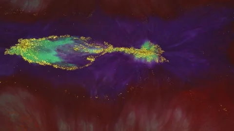 Macro bokeh of glittering particles shimmering in abstract fluid motion Stock Footage 331661895