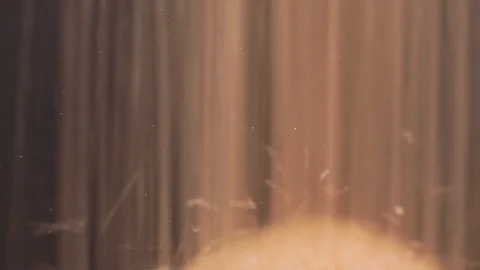 Macro, brown sugar falls into a transparent pot until it fills up Stock Footage 87265293