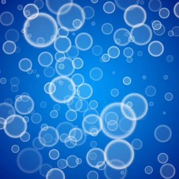Macro bubbles of water on blue background Stock Illustration
