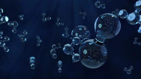 Macro bubbles of water molecules 3d Render Stock Illustration