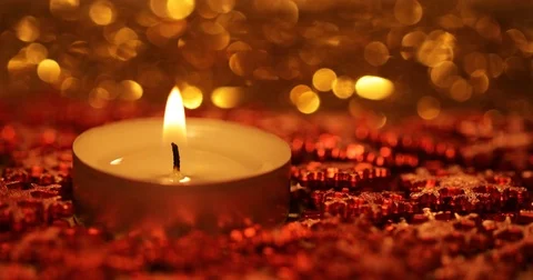 Macro of a burning candle in the evening Stock Footage 79967836