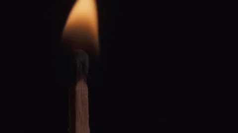 Macro Burning Down A Lucifer Match Video stock 233353198
