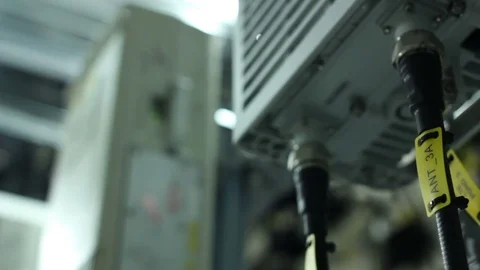 Macro Cable Connect to Computer in Hosting Center Stock Footage 74111743