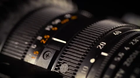 Macro of Camera Lens, zoom, iris, focus ring Stock Footage 58139975