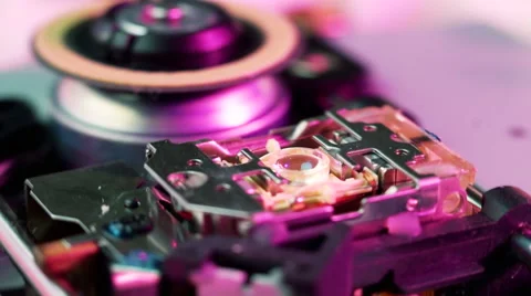 Macro of cd-rom laser head 02 Stock Footage 59862296
