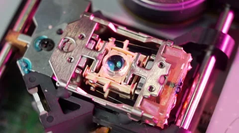 Macro of cd-rom laser head 01 Stock Footage 59862301