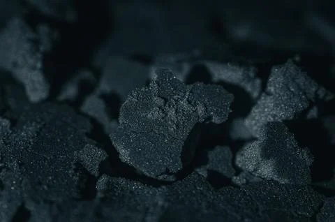 Macro Charcoal Texture Closeup: Selective Focus on Rough, Porous Fragments,.. Stock Photos