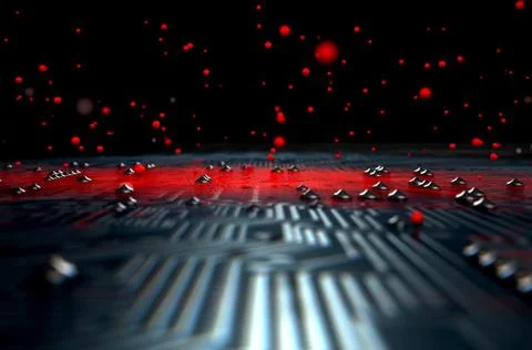Macro Circuit Board Infection Stock Illustration