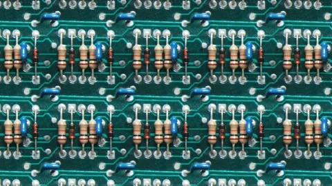 Macro of a circuit board in a loop - great for backgrounds Stock Footage 221463909