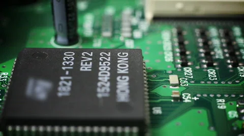 Macro Circuit Flyover - shallow focus Stock Footage 370244