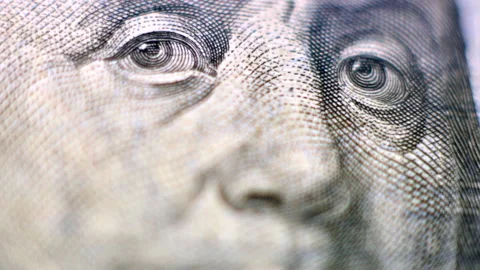Macro close up of a 100 dollar bill money Stock Footage 201289629