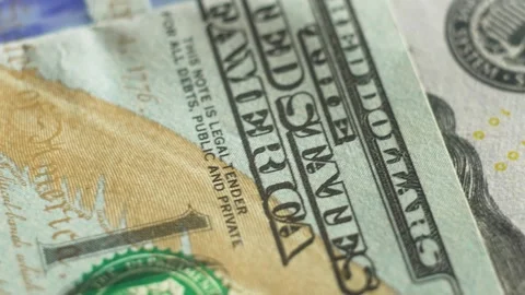 Macro close up 100 dollar details. Watermark. Bank operation, investment Stock Footage 267071214