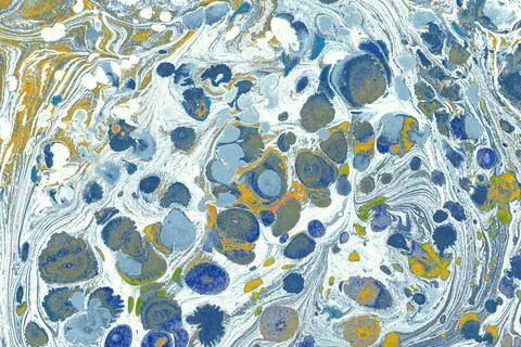 Macro close-up of abstract Ebru marbling paint texture. Stock Illustration
