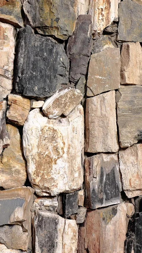 Macro Close Up of Abstract Rustic Rock Architecture Wall Cladding Facade Stockbeeldmateriaal 343694963