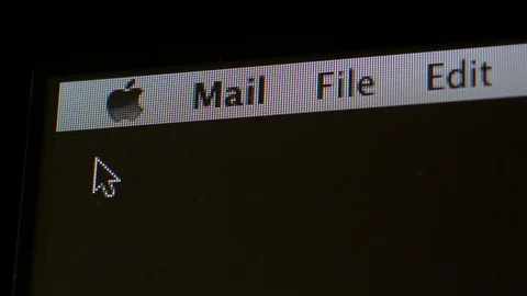 Macro close-up of Apple Computers logotype on software menu Stock Footage 99138313