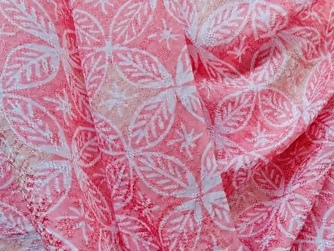 Macro close up background of wavy pink fabric Stock Photos