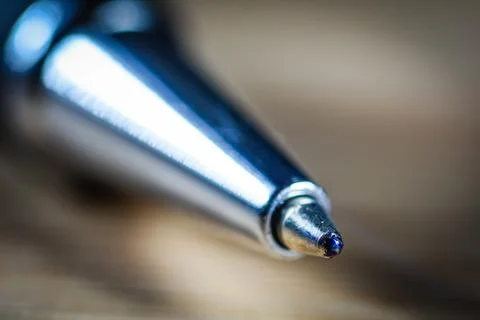 Macro Close-Up of a Ballpoint Pen Tip Stock Photos