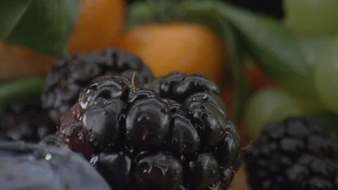 Macro close up of Blackberry fresh fruit and berries Stock Footage 124332569