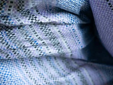 Macro Close-Up Blue White Checkered Woven Plastic Sack Fabric Texture Abstr.. Stock Photos