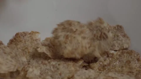 Macro Close Up of Breakfast Cereal Pieces and Grain Texture Stock Footage 347758161
