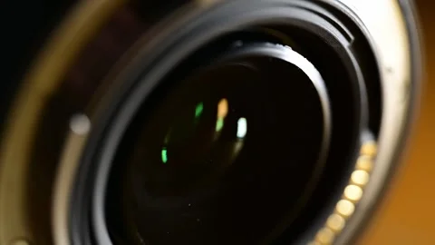 Macro Close Up of Camera Lens Rear Element and Electronic Contacts Stock Footage 344232504