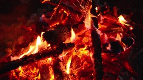 Macro Close-up Campfire Burning Seamless Loop with Sound Vídeos de archivo 344951182