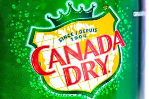 Macro Close to a Canada Dry logo. Stock Photos