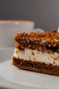 Macro close up of carrot cake texture 写真素材