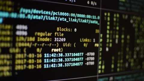 Macro close-up code program for software development scrolling Video stock 198848486