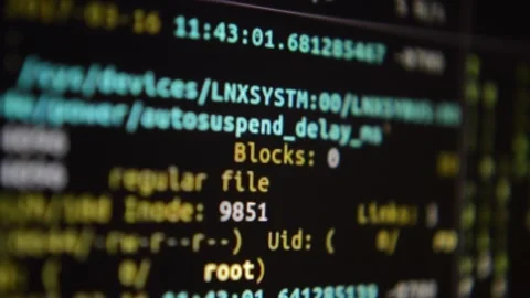 Macro close-up code program for software development scrolling Stock Footage 198848507