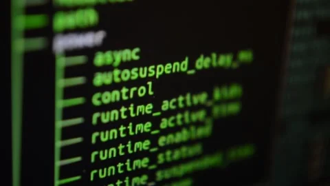 Macro close-up code program for software development scrolling Stock Footage 198848812