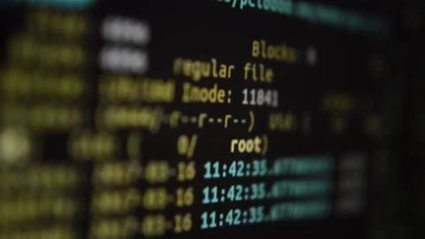 Macro close-up code program for software development scrolling Stock Footage 198849223