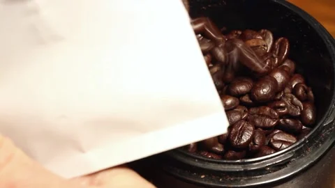 Macro close up of coffee beans ground in electric grinder Stock Footage 156455791