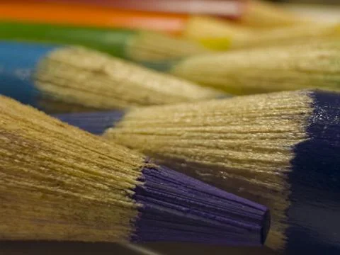 Macro Close-Up of Colored Pencils Stock Photos