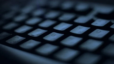 Macro close up computer keyboard. Night theme Stock Footage 58078337
